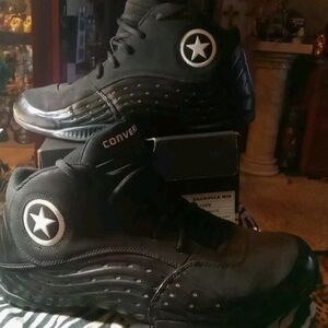 Converse Black Mid-Top Sneakers with White Star Patch